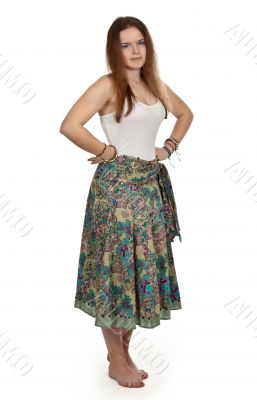 girl in a summer blue skirt