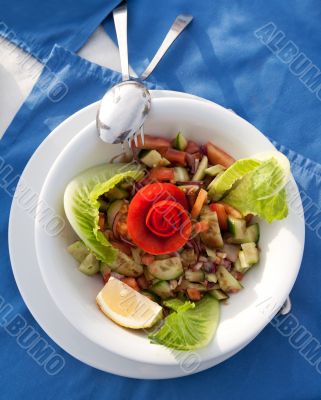 Dish with a salad