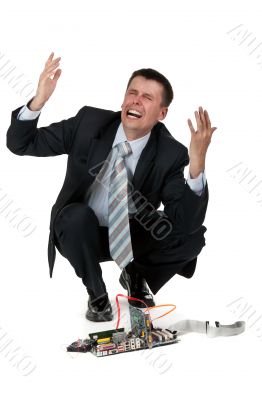 businessman is crying