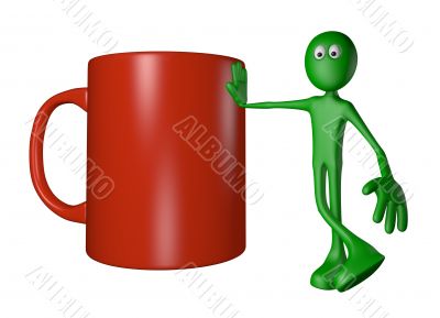 green guy and mug