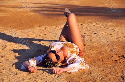woman posing on beach