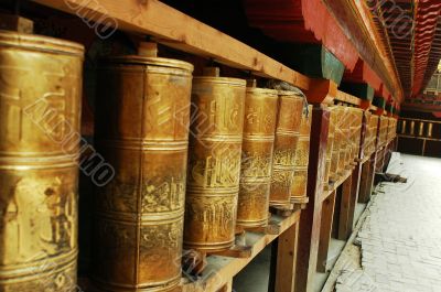 Tibetan prayer wheels