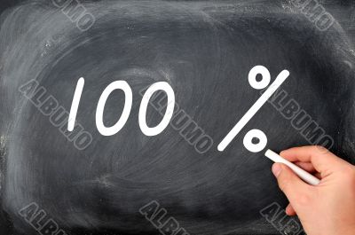 Writing 100 percent on a blackboard