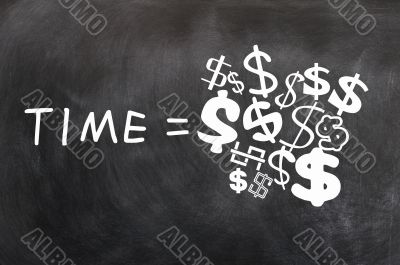Time is Money written on a blackboard