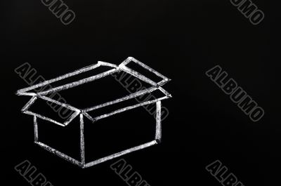 Blank box drawn on a blackboard