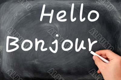 Hello with French Bonjour 