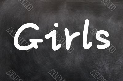 Girls - word written in white chalk