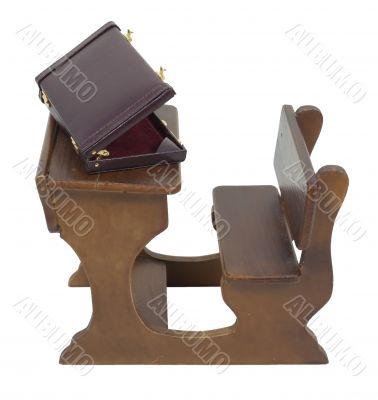 Briefcase on Wooden Desk