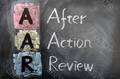 Acronym of AAR for after action review