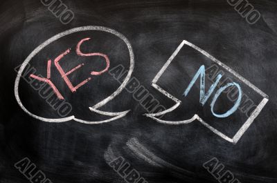 Speech bubbles with yes and no