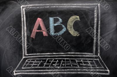 Chalk drawing of Laptop 