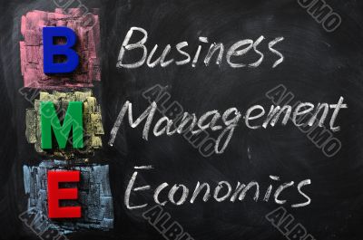 Acronym of BME for Business Management Economics