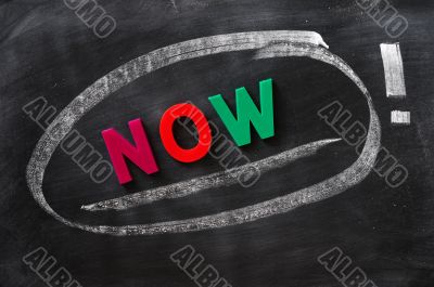 Now - word made of colorful letters