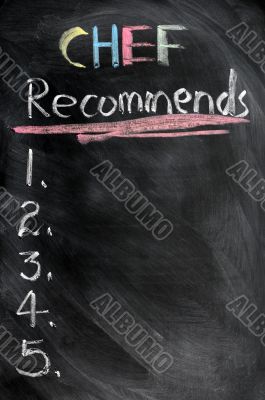 Chef recommends menu