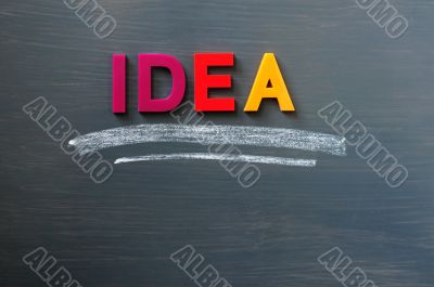 Idea - word on a blackboard