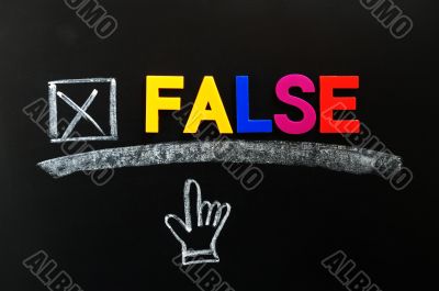 False with a cross and hand cursor