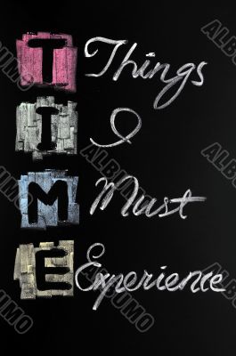 TIME acronym written with chalk on blackboard