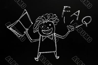 Teacher figure drawn with chalk on blackboard
