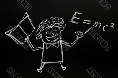 Teacher figure drawn with chalk on blackboard