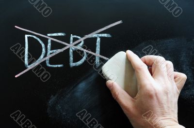 Debt being crossed out and wiped off