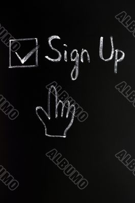 Sign up check box with a cursor hand 