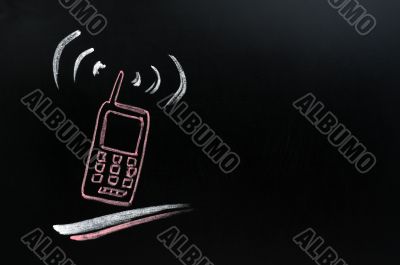 Cellphone background on blackboard