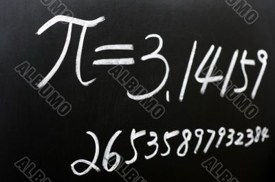 Pi written on a blackboard