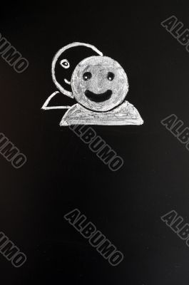 Human figures drawn with chalk