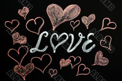 Love with heart shapes