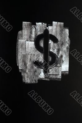 Dollar symbol on blackboard