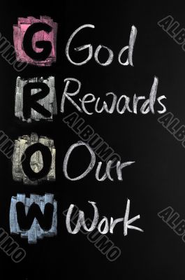 GROW acronym written with chalk