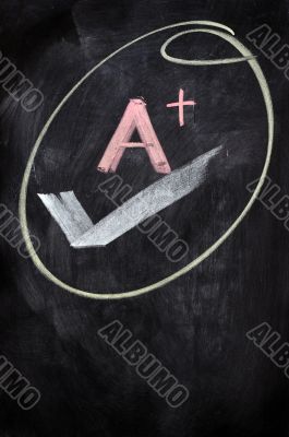 A plus written on a blackboard