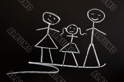 Family drawn in chalk