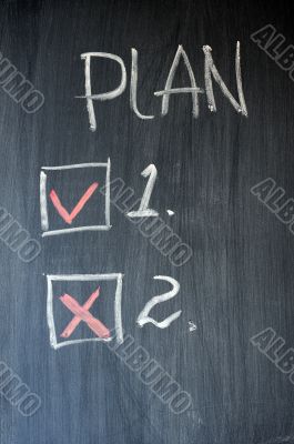 Plan written on blackboard
