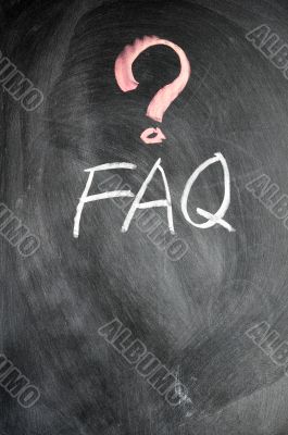 FAQ written on blackboard