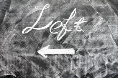Left written on blackboard