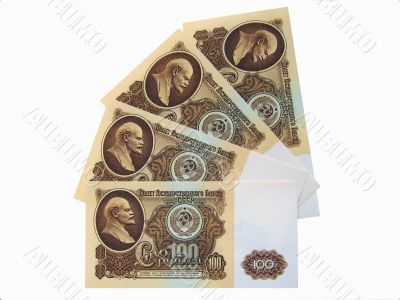Banknotes of the USSR in 100 rubles.