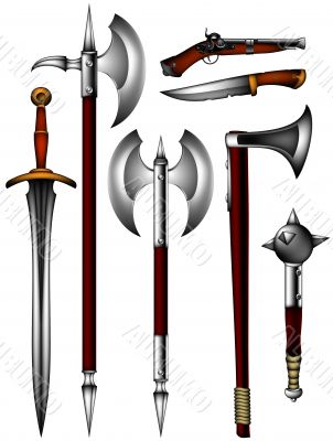 set of ancient weapon
