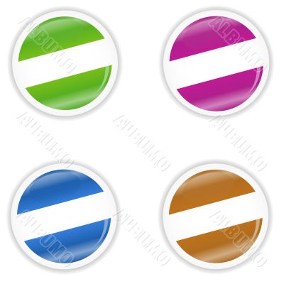 Four multi-colored stickers