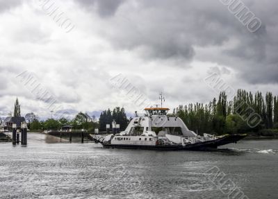 the ferry boat for vehicles transportation across the river