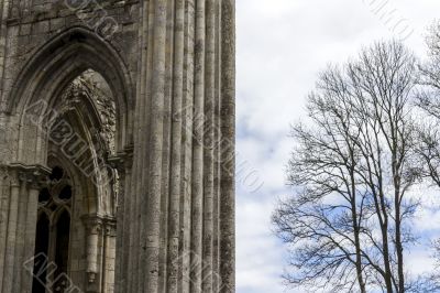 the ruins of the abbey in northern France