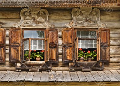 Decorative wooden windows