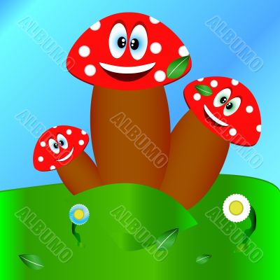 Three fungi on a glade