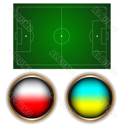 Football field and signs of Poland 