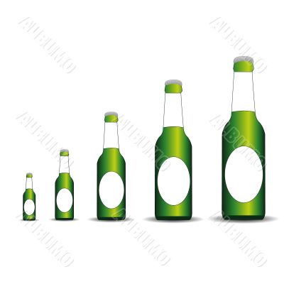 Five bottles of the different size