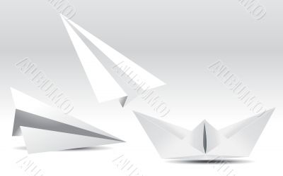paper airplane and boat