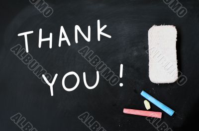 Thank you written on a blackboard