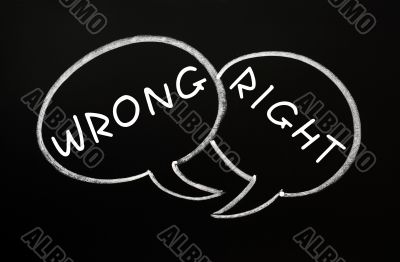 Speech bubbles for Right and Wrong