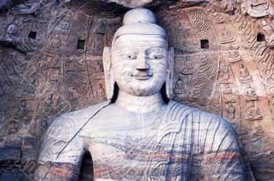 Giant buddha at Yungang Grottoes in Shannxi China