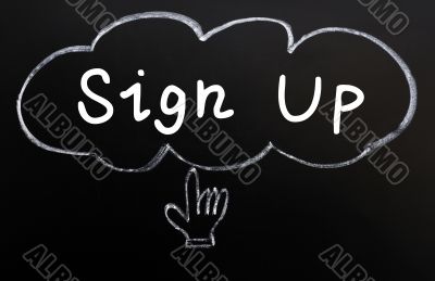 Sign up with Cloud and hand cursor